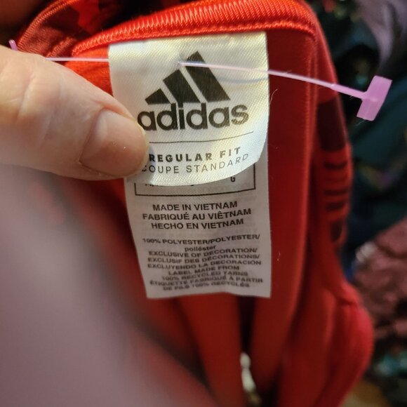 Adidas 90 Athletic Red Camo Long-Sleeve Size L Regular Fit 100% Polyester Jacket - Picture 3 of 6